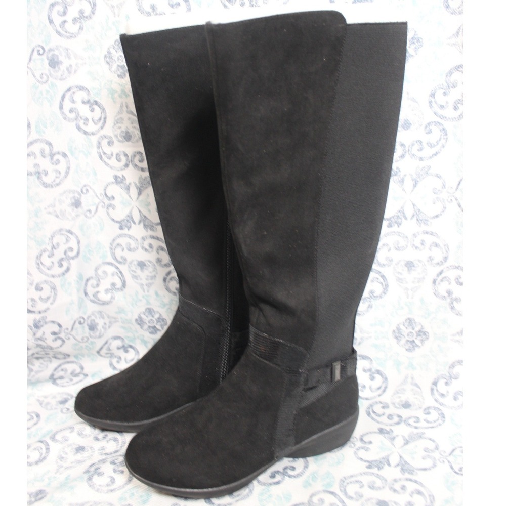 Karen Scott Black Suede Stretch Tall Boots Knee High Casual Comfort Size 6